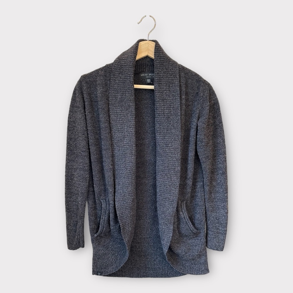 Barefoot Dreams CozyChic Lite Circle Knit Cardigan in Carbon size XS/S